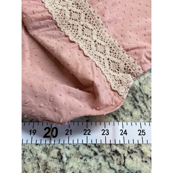 Suzanne Betro Y2K Peasant Top XL Pink Lace Trim Tassel Tie Neck Boho Cottagecore - Picture 5 of 6